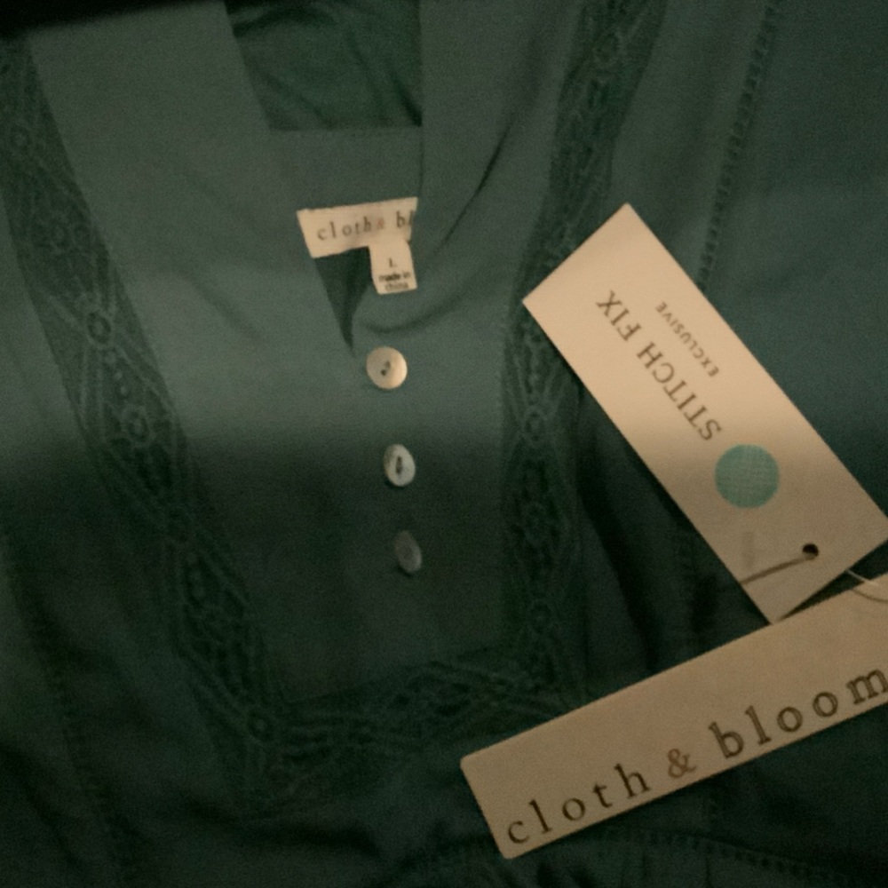 NWT by Cloth & Bloom Henson Maternity Mixed Material Top teal green - Picture 3 of 3